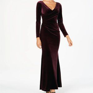 Vince Camuto Long Sleeve Draped Gown